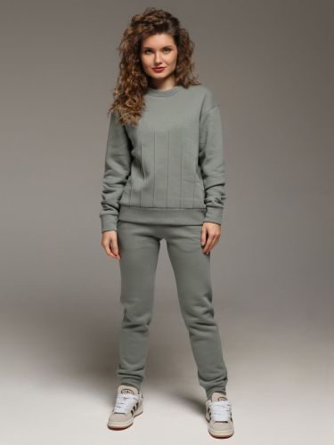Изображение товара «Женский костюм (джемпер+брюки) из футера с начесом «Либерти-2 [серо-зеленый]» арт 87650» из магазина «Ивановский-Текстиль.РФ»