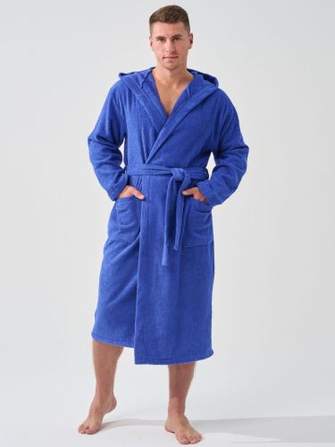 Изображение товара «Мужской халат (на запах с поясом) из махры «Банный 2037-м (синий)» арт 86530» из магазина «Ивановский-Текстиль.РФ»