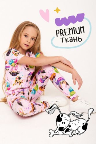Изображение товара «Костюм для девочки (футболка+брюки) из кулирки с лайкрой «Golubitskaya» арт 73596» из магазина «Ивановский-Текстиль.РФ»