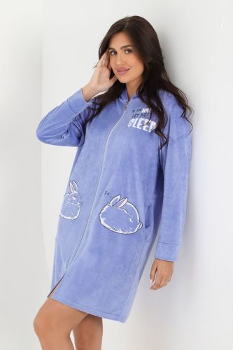Изображение товара «Женский халат (на молнии) из вельмонда «Монисто [голубой]» арт 77159» из магазина «Ивановский-Текстиль.РФ»