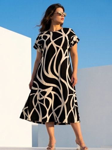 Изображение товара «Женское платье из кулирки «Лотос [абстракция]» арт 89883» из магазина «Ивановский-Текстиль.РФ»
