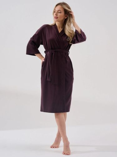 Изображение товара «Женский халат (на запах с поясом) из велюра «Бархат 2405-в (бордовый)» арт 86446» из магазина «Ивановский-Текстиль.РФ»