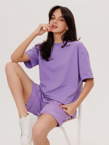 Изображение товара «Женский костюм (футболка+шорты) из кулирки с лайкрой и футера с лайкрой «1807/2» арт 74205» из магазина «Ивановский-Текстиль.РФ»
