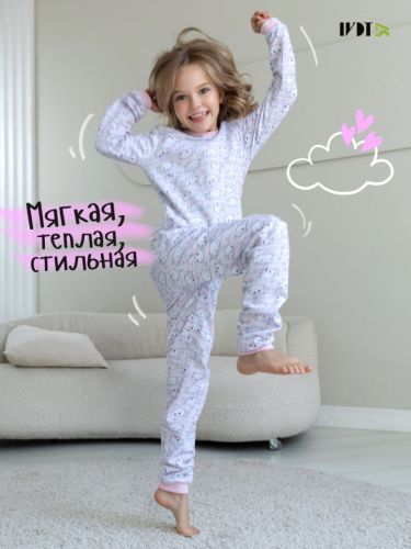 Изображение товара «Пижама для девочки (свитшот+брюки) из футера с начесом «Замурчательная» арт 81338» из магазина «Ивановский-Текстиль.РФ»