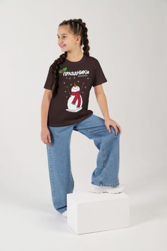 Изображение товара «Футболка для девочки из кулирки «Карнавал-1 [шоколадный]» арт 86229» из магазина «Ивановский-Текстиль.РФ»