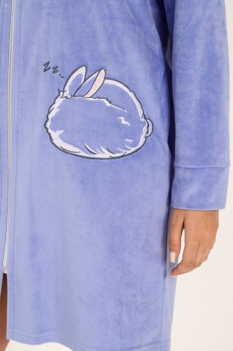 Изображение товара «Женский халат (на молнии) из вельмонда «Монисто [голубой]» арт 77159» из магазина «Ивановский-Текстиль.РФ»