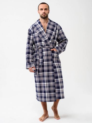 Изображение товара «Мужской халат (на запах с поясом) из кулирки «Горец 1566-к (чернильный)» арт 86533» из магазина «Ивановский-Текстиль.РФ»