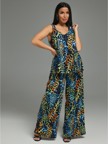 Изображение товара «Женский костюм (топ+брюки) из кулирки «Аманда [аквамарин]» арт 82899» из магазина «Ивановский-Текстиль.РФ»