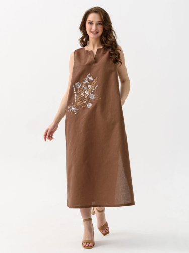 Изображение товара «Женский сарафан из полульна «Льняное лето 2095-П/л (мокко)» арт 83843» из магазина «Ивановский-Текстиль.РФ»