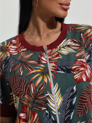 Изображение товара «Женский халат (на молнии) из кулирки «Барышня [изумруд]» арт 77356» из магазина «Ивановский-Текстиль.РФ»