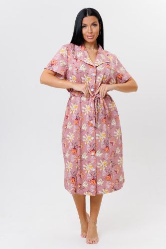 Изображение товара «Женский халат (на пуговицах с поясом) из кулирки «2128» арт 82781» из магазина «Ивановский-Текстиль.РФ»