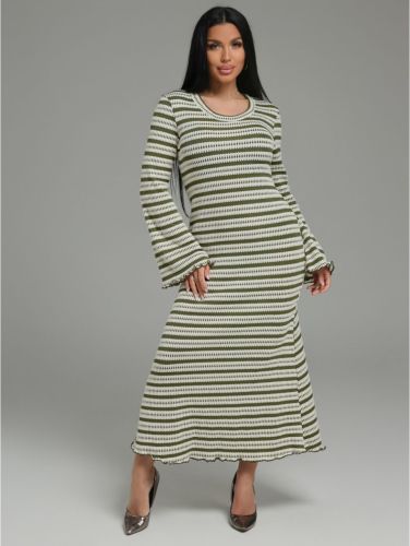 Изображение товара «Женское платье из кулирки вязки «Амелия [бело-зеленый]» арт 87032» из магазина «Ивановский-Текстиль.РФ»
