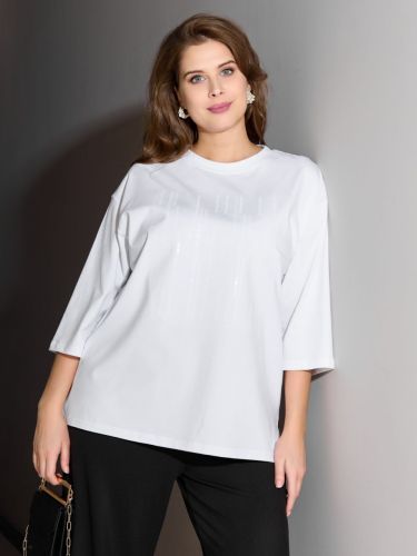 Изображение товара «Женская футболка из кулирки с лайкрой «Майна-1 [белый]» арт 87670» из магазина «Ивановский-Текстиль.РФ»