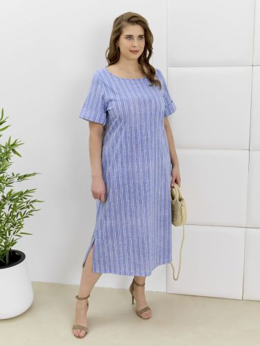 Изображение товара «Женское платье из кулирки пенье «Рейчел [синий]» арт 89297» из магазина «Ивановский-Текстиль.РФ»