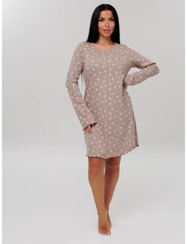 Изображение товара «Женская сорочка из рибаны «Сор- 109 (Риб) (бежевый)» арт 87019» из магазина «Ивановский-Текстиль.РФ»