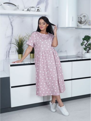 Изображение товара «Посл размер Женское платье из кулирки «Люция [пудра]» арт 85949» из магазина «Ивановский-Текстиль.РФ»