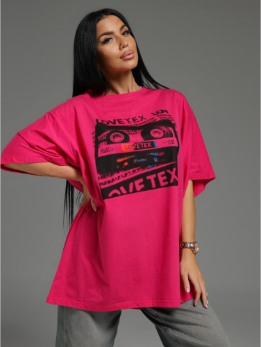 Изображение товара «Женская футболка из кулирки «Блум [малиновый]» арт 84015» из магазина «Ивановский-Текстиль.РФ»