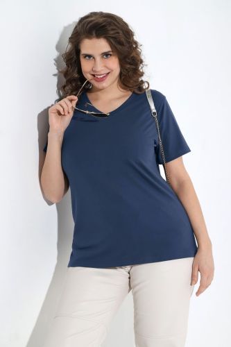 Изображение товара «Женская футболка из кулирки с лайкрой «Базис-5 [индиго]» арт 89861» из магазина «Ивановский-Текстиль.РФ»