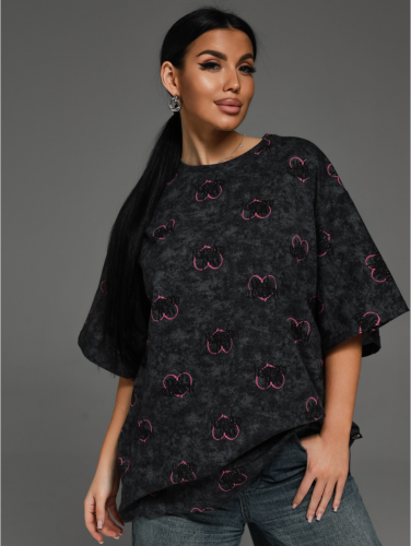 Изображение товара «Женская футболка из кулирки «Ирбис [графит]» арт 82570» из магазина «Ивановский-Текстиль.РФ»