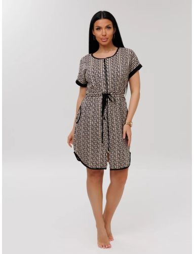 Изображение товара «Женский халат (на молнии с поясом) из кулирки «Х-140 (К) (орнамент)» арт 87877» из магазина «Ивановский-Текстиль.РФ»