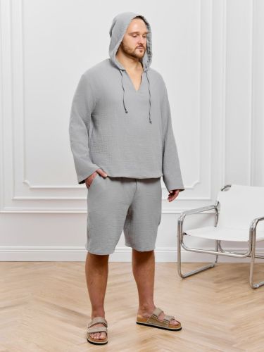 Изображение товара «Мужской костюм (майка+шорты) из фактурного полотна «Нептун-1 [серый]» арт 90017» из магазина «Ивановский-Текстиль.РФ»