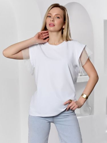 Изображение товара «Женская футболка из кулирки с лайкрой «Софт-1 [белый]» арт 89855» из магазина «Ивановский-Текстиль.РФ»