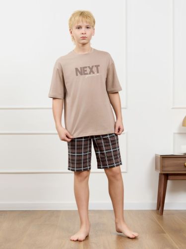 Изображение товара «Костюм для мальчика (футболка+шорты) из кулирки «Браун-2 [бежевый]» арт 87338» из магазина «Ивановский-Текстиль.РФ»