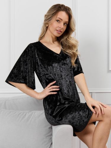 Изображение товара «Женская туника из стрейч-велюра «Мерцание-1 [черный]» арт 87203» из магазина «Ивановский-Текстиль.РФ»