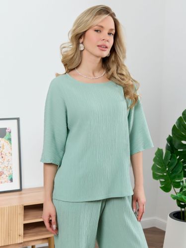 Изображение товара «Женская блузка из плательной ткани «Сиеста-6 [светло-зеленый]» арт 89894» из магазина «Ивановский-Текстиль.РФ»
