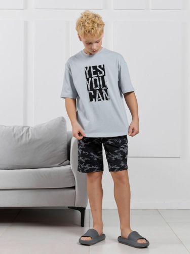 Изображение товара «Костюм для мальчика (футболка+шорты) из кулирки «Экипаж-2 [светло-серый]» арт 87062» из магазина «Ивановский-Текстиль.РФ»