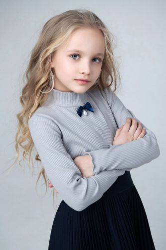 Изображение товара «Водолазка для девочки из трикотажной лапши «Аврора-серый» арт 73856» из магазина «Ивановский-Текстиль.РФ»