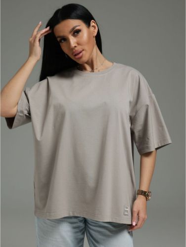 Изображение товара «Женская футболка из кулирки с лайкрой пенье «Анита-3 [серо-бежевый]» арт 88321» из магазина «Ивановский-Текстиль.РФ»