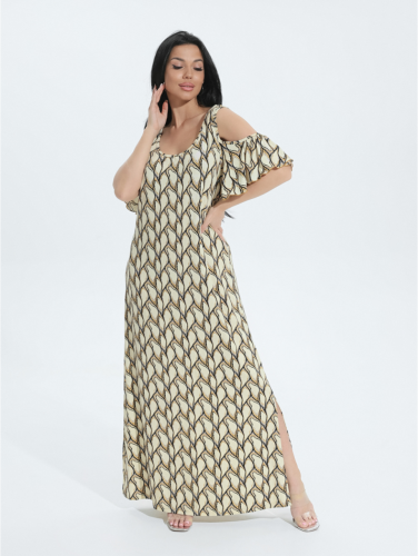 Изображение товара «Женское платье из вискозы «Ялта [бежевый]» арт 72218» из магазина «Ивановский-Текстиль.РФ»