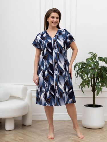 Изображение товара «Женский халат (на молнии) из кулирки «Хомли [индиго]» арт 89455» из магазина «Ивановский-Текстиль.РФ»