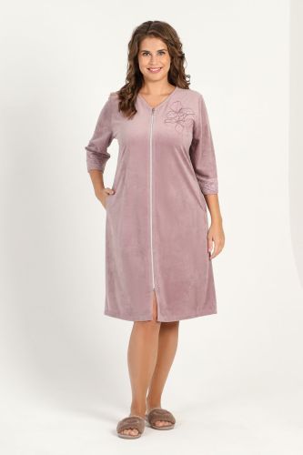 Изображение товара «Женский халат (на молнии) из вельмонда «Дива [капучино]» арт 87392» из магазина «Ивановский-Текстиль.РФ»