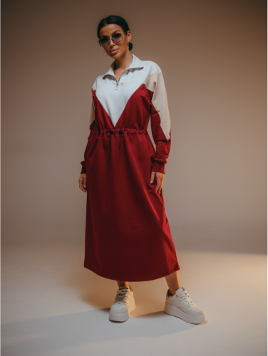 Изображение товара «Женское платье из футера с лайкрой пенье «Одри [бордо]» арт 85724» из магазина «Ивановский-Текстиль.РФ»