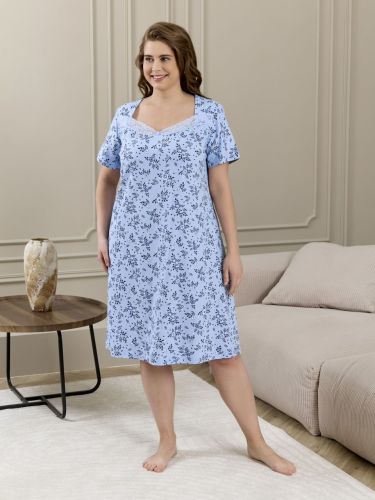 Изображение товара «Женская сорочка из кулирки «Мадера-3 [голубой]» арт 89285» из магазина «Ивановский-Текстиль.РФ»