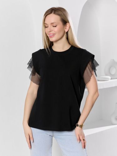 Изображение товара «Женская футболка из кулирки с лайкрой «Софт-1 [черный]» арт 89856» из магазина «Ивановский-Текстиль.РФ»