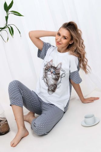 Изображение товара «Женский костюм (футболка+бриджи) из кулирки «Брамс» арт 66552» из магазина «Ивановский-Текстиль.РФ»