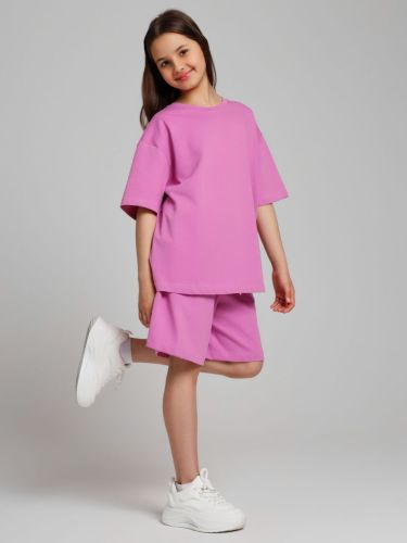 Изображение товара «Костюм для девочки (футболка+шорты) из кулирки «Азарт-1 [розовый]» арт 84987» из магазина «Ивановский-Текстиль.РФ»