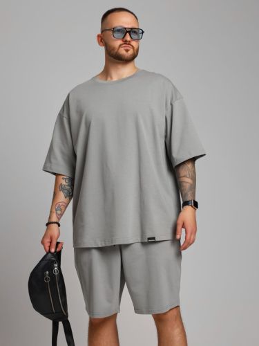 Изображение товара «Мужской костюм (футболка+шорты) из кулирки «Азарт-4 [серый]» арт 84990» из магазина «Ивановский-Текстиль.РФ»