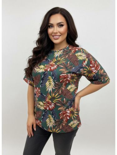 Изображение товара «Женская футболка «Анита-4 [хаки листья]» арт 88120» из магазина «Ивановский-Текстиль.РФ»