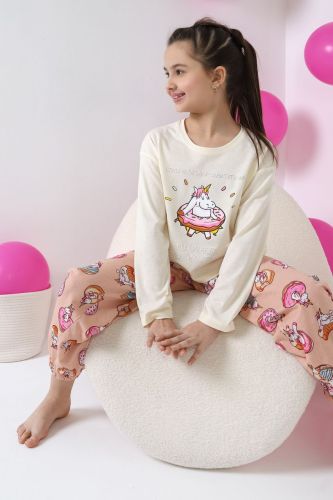 Изображение товара «Пижама для девочки (джемпер+брюки) из кулирки «Единопончик-1 [молочный]» арт 81123» из магазина «Ивановский-Текстиль.РФ»