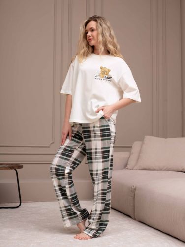 Изображение товара «Женский костюм (футболка+брюки) из кулирки «Мишель-4 [зеленый]» арт 89229» из магазина «Ивановский-Текстиль.РФ»