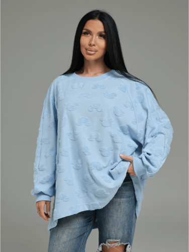 Изображение товара «Женский свитшот из махры жаккард «Ребека [микки голубой]» арт 87033» из магазина «Ивановский-Текстиль.РФ»