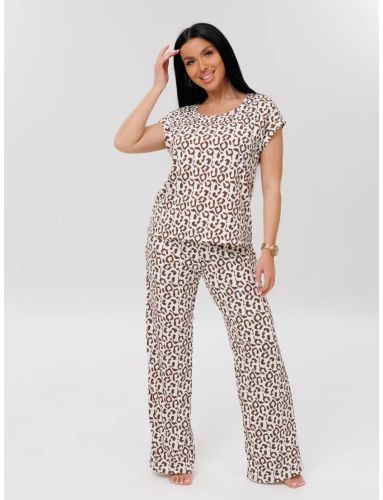 Изображение товара «Женская пижама (футболка+брюки) из лапши «П-113 (Л) (коричневый)» арт 87937» из магазина «Ивановский-Текстиль.РФ»