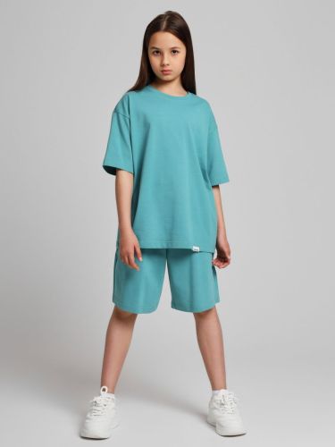 Изображение товара «Костюм для девочки (футболка+шорты) из кулирки «Азарт-1 [зеленый]» арт 84980» из магазина «Ивановский-Текстиль.РФ»