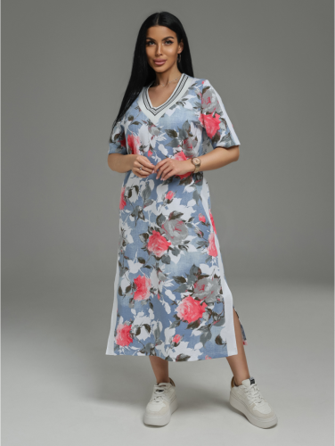 Изображение товара «Женское платье из футера с лайкрой «Либретта [голубой]» арт 89772» из магазина «Ивановский-Текстиль.РФ»