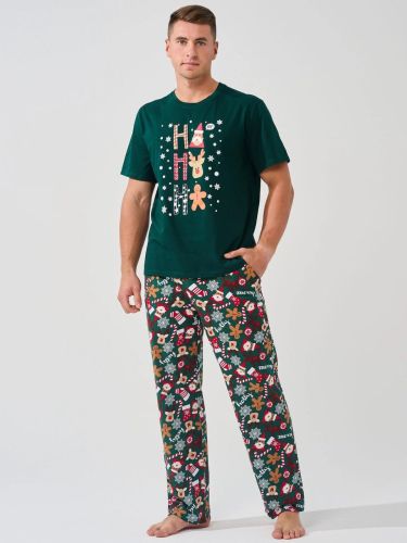 Изображение товара «Мужская пижама (футболка+брюки) из кулирки «Пряник 1820-К (изумрудный)» арт 86418» из магазина «Ивановский-Текстиль.РФ»