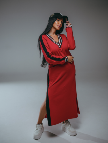 Изображение товара «Женское платье из футера с лайкрой пенье «Дебора [алый]» арт 85611» из магазина «Ивановский-Текстиль.РФ»